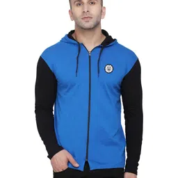 Blisstone Men Colourblocked Hooded Slim Fit Raglan Sleeves Cotton T-shirt-image-45