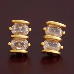 Kushal's Fashion Jewellery 92.5Silver Gold-Plated CZ Studded Studs Earrings-image-48