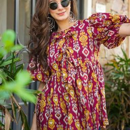 CORSICA Women Printed Puff Sleeve Cotton Tiered Top-image-26