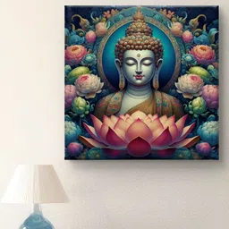 Livin'luxe Blue & Pink Buddha Canvas Wall Art-image-44