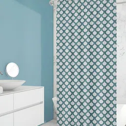 ArtzFolio Blue & White Geometric Printed Waterproof Shower Curtain-image-60