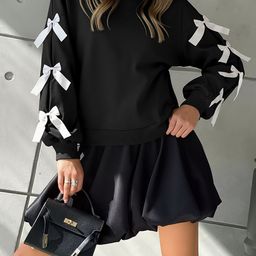 JC Mode Women Bow-Applique Monochrome Sweatshirt-picture-8