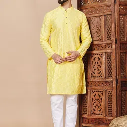 Shiv Leela Embroidered Art Silk Sequinned Mandarin Collar Straight Kurta-image-71