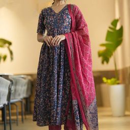 JAIPURI BUNAAI Women Floral Printed Regular Kurti with Palazzos & With Dupatta-55
