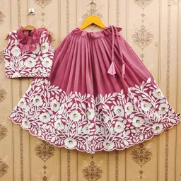 BAESD Girls Embroidered Thread Work Ready to Wear Lehenga &-image-52
