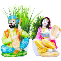 Aura White And Pink 4 Pieces Figurine Showpiece With Artificial Plant-26