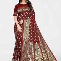 Moda Rapido Ethnic Motifs Woven Design Pure Silk Banarasi Saree-image-72