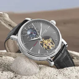 Britime Men Printed Dial & Leather Straps Analogue Automatic Motion Powered Watch 127-L10406-5