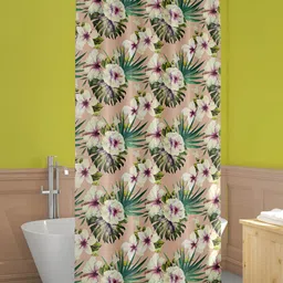 ArtzFolio Peach-Color & Green Waterproof Shower Curtains-image-61