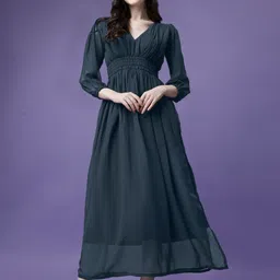 Krunal Raiyani Applique Georgette Fit & Flare Maxi Dress-picture-26