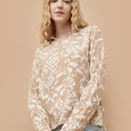 Fame Forever by Lifestyle Women Floral Print Mandarin Collar Top-picture-5