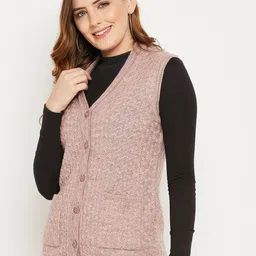 Zigo Women Cable Knit Sleeveless Woollen Cardigan-picture-30