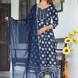 SINGNI Women Ethnic Motifs Regular Mirror Work Kurta with Trousers & With Dupatta-picture-39