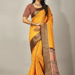 A.V.M. SILK MILLS Floral Zari Pure Crepe Saree-image-20