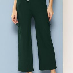 Girls Casual Dark Green Colour Solid Nylon Pant-image-83