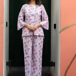 GULABOSITABO Floral Printed Pure Cotton Shirt With Trouser Co-Ords-image-47