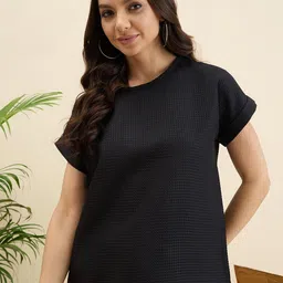 Mast & Harbour Women Solid Extended Sleeves Boxy Top-picture-25