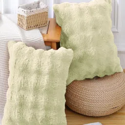 LUXEHOME INTERNATIONAL Lime Green Set of 2 Square Cushion Covers-14