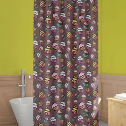 ArtzFolio Coffee Brown & Pink Printed Waterproof Shower Curtain-10