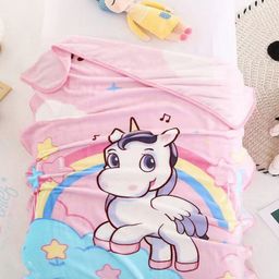 Butterthief Pink & Blue Cartoon Characters AC Room 210 GSM Single Bed Blanket-image-38