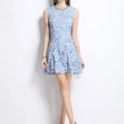 JC Collection Women Floral Self Design Fit and Flare Above Knee Dress-image-23