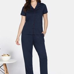 Zivame Women Lapel Coller Night suit-image-51