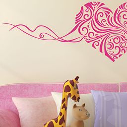 LANSTICK Pink Beautiful Heart Printed Self-Adhesive WallStickers-image-1