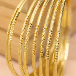 Zeraki Jewels Set Of 8 Textured Gold-Plated Bangles-picture-5