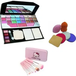 6155 makeup kit + 7 pink brush with stronge box 6 in 1 make up puff sponges-6