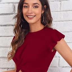 CORSICA Flutter Sleeve Twisted Crop Top image 2