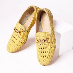 Monrow Women Cora Yellow Flat Horsebit Loafers-13