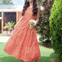 Sera Boho Orange Breezy & Bloomin Midi Dress-image-23