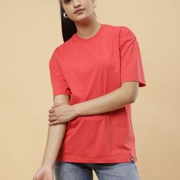 PockMAN Women Bio Finish Solid Round Neck Cotton Boxy T-shirt-image-26