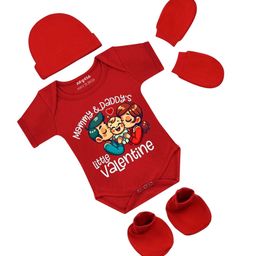 Arvesa Infants Little Valentine Printed Bodysuit with Cap Booties Mitten-picture-15