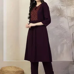 Nayam By Lakshita Floral Yoke Design A-Line Kurta With Palazzos & Dupatta-image-14