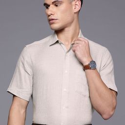 Louis Philippe Linen Micro Checked Classic Fit Formal Shirt-picture-14