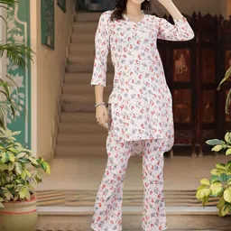 Moda Rapido Floral Printed Mandarin Collar Tunic With Trouser-picture-13