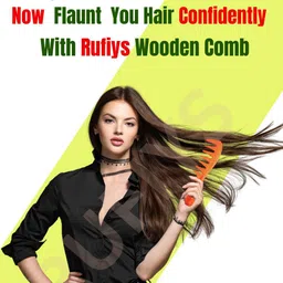 RUFIYS Set Of 3 Neem Wide Tooth Comb For Hair Growth & Dandruff Brown image 2