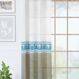Story@home White & Green Sheer Long Door Curtain-image-20