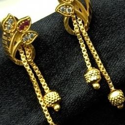 PRS GOLD COVERING Women Gold-Plated Copper Artificial Stones Ethnic Drop Earrings-picture-31