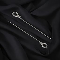 DressBerry Silver-Plated Cubic Zirconia Studded Teardrop Shaped Drop Earrings-14