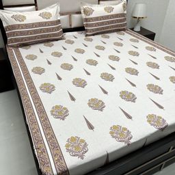 Pure Decor Royal Passion Brown Ethnic 300 TC Pure Cotton Queen Bedsheet & 2 Pillow Covers-image-26