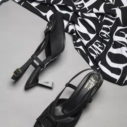 JM Looks Women Pointed Toe Ankle Back Strap Stylish Comfortable Kitten Heel-24
