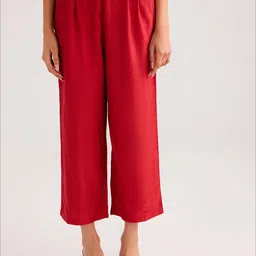 Ancestry Women Straight Fit Mid-Rise Pleated Culottes Trousers-picture-43