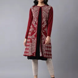 W Women Printed Longline Cardigan-image-64