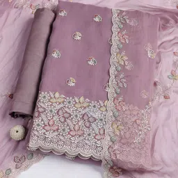 Meena Bazaar Floral Embroidered Thread Work Unstitched Dress Material-image-45