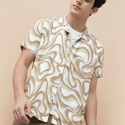 Fame Forever by Lifestyle Men Cuban Collar Abstract Printed Casual Shirt-image-15