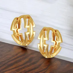DIVASTRI Gold-Plated Contemporary Hoop Earrings-14