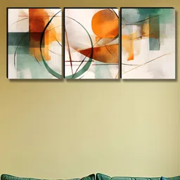 Myntra Elegant Homes Cream & Green 3 Pieces Abstract Wall Art-11