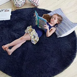 Banchmark Home Furnishings Navy Blue Solid Shaggy Polyester Carpet-image-94